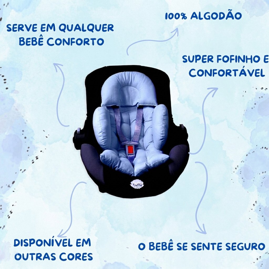 almofada redutora para bebê conforto azul 100 algodão macia recém nascido segura