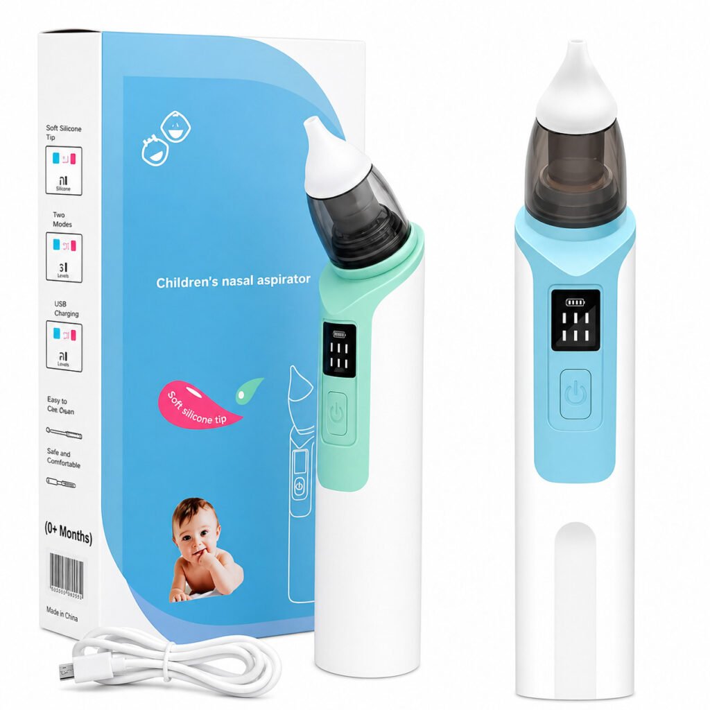 Aspirador nasal elétrico bebê com sucção suave e visor digital