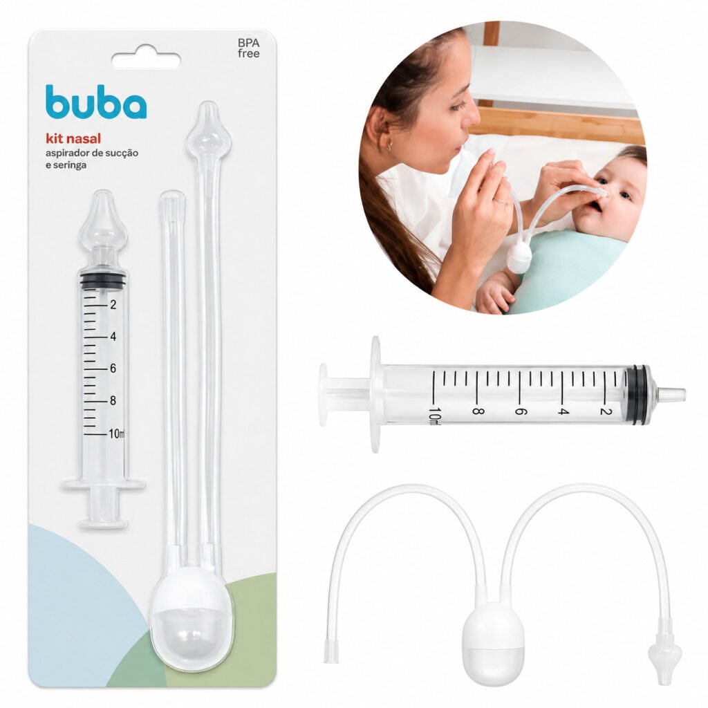 Aspirador nasal com seringa Buba para bebê recém nascido