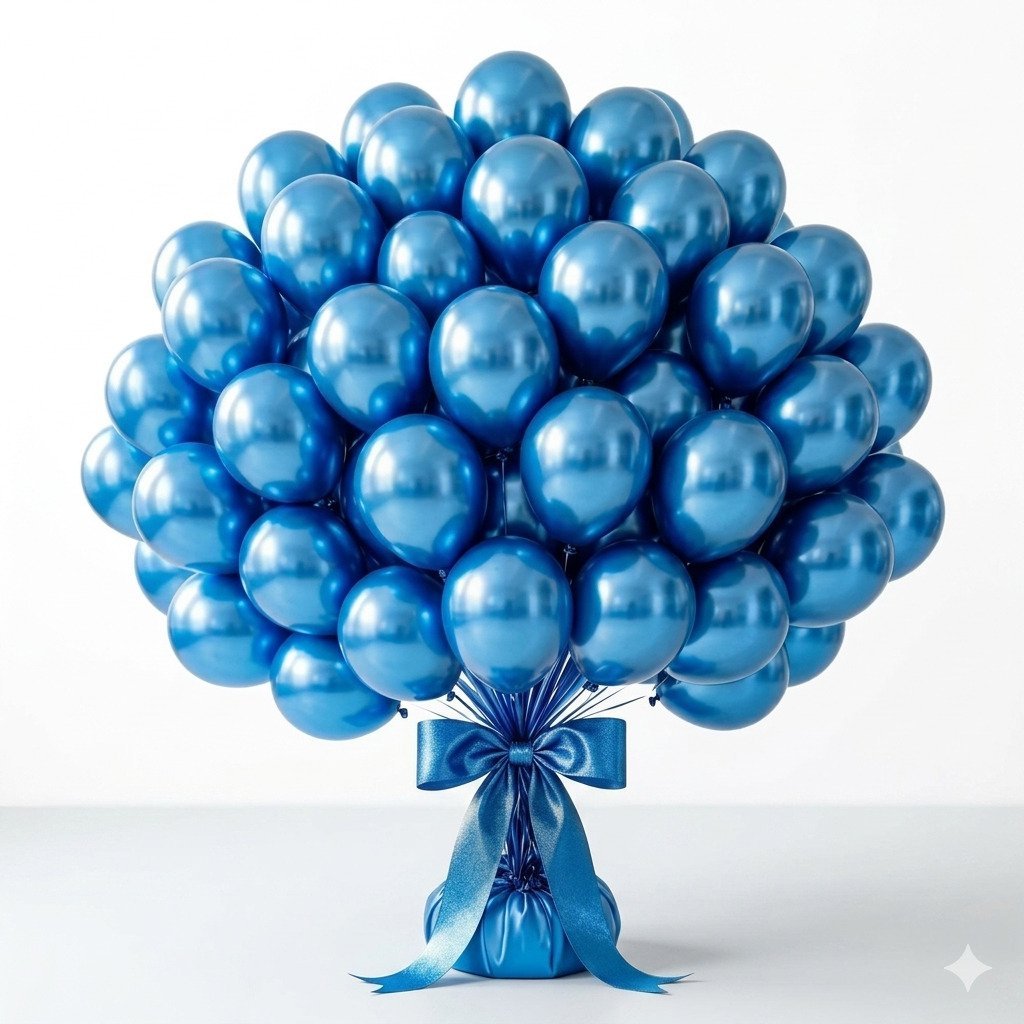 balões metalizados azul 50 unidades decoração chá de bebê menino festa luxo brilho cromado
