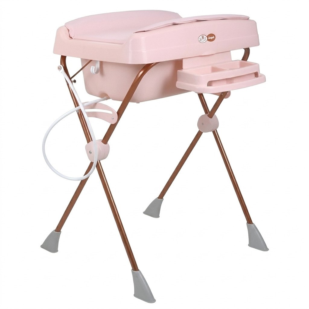 Banheira Burigotto Millenia Mon Amour com trocador rosa para bebê