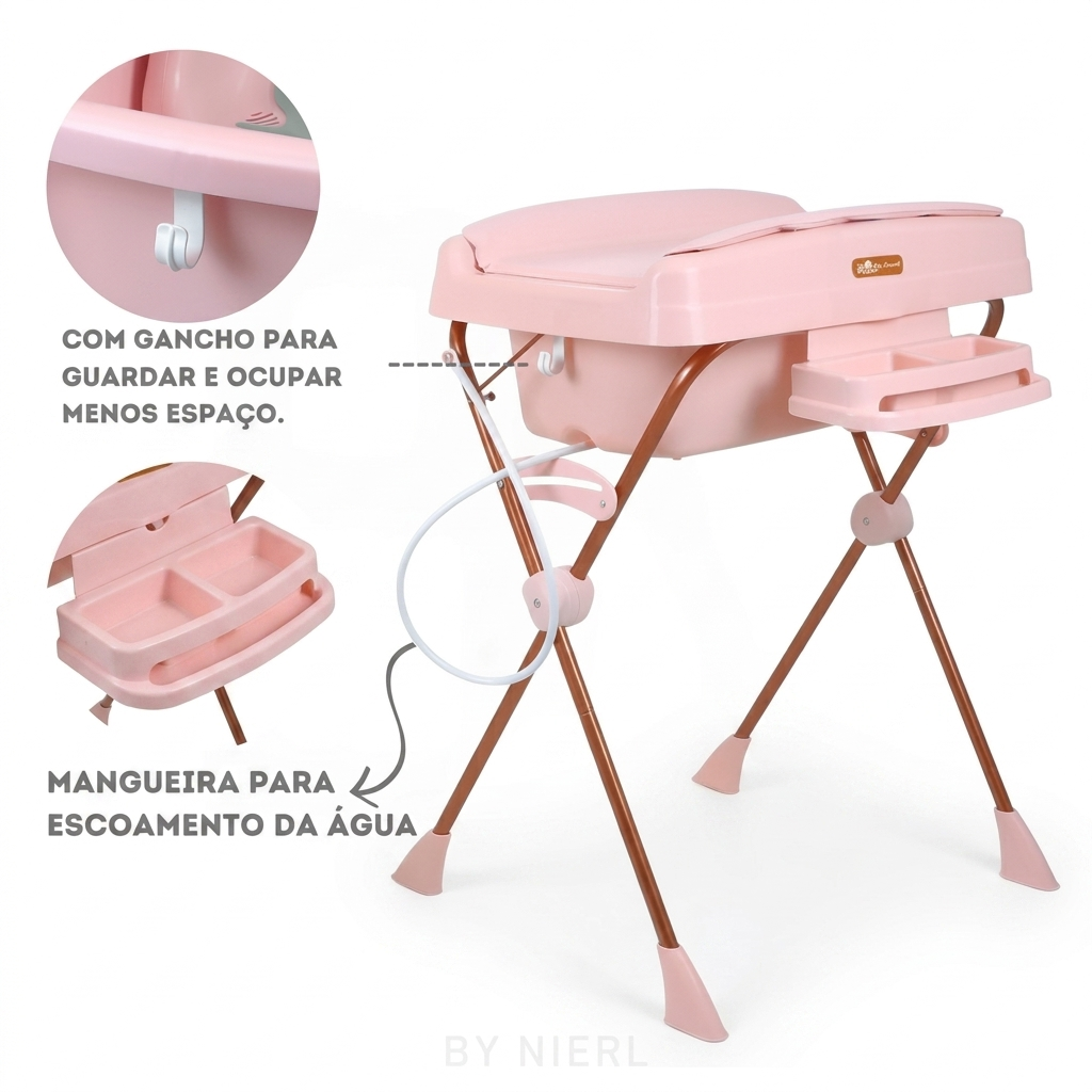 Banheira infantil Burigotto Millenia completa com trocador e estrutura dobrável