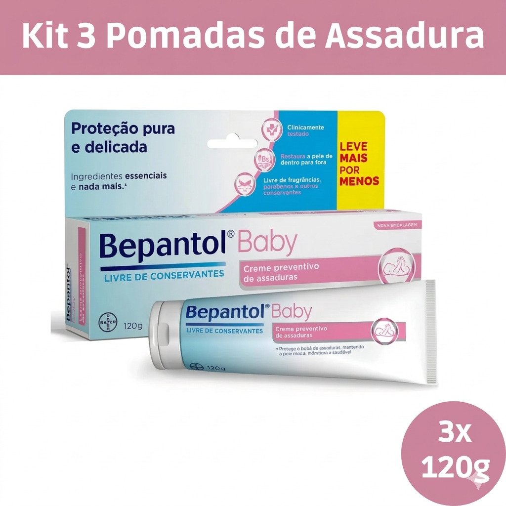 pomada bepantol baby kit 3 unidades 120g proteção contra assaduras bebê