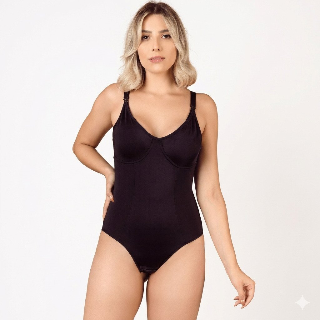 Body modelador amamentação preto pós-parto com alças clip abertura frontal feminino confortável