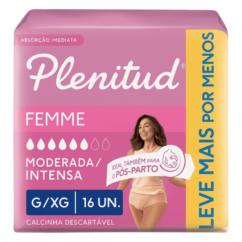 calcinha descartavel pos parto plenitud femme absorcao moderada intensa tamanho p m g xg