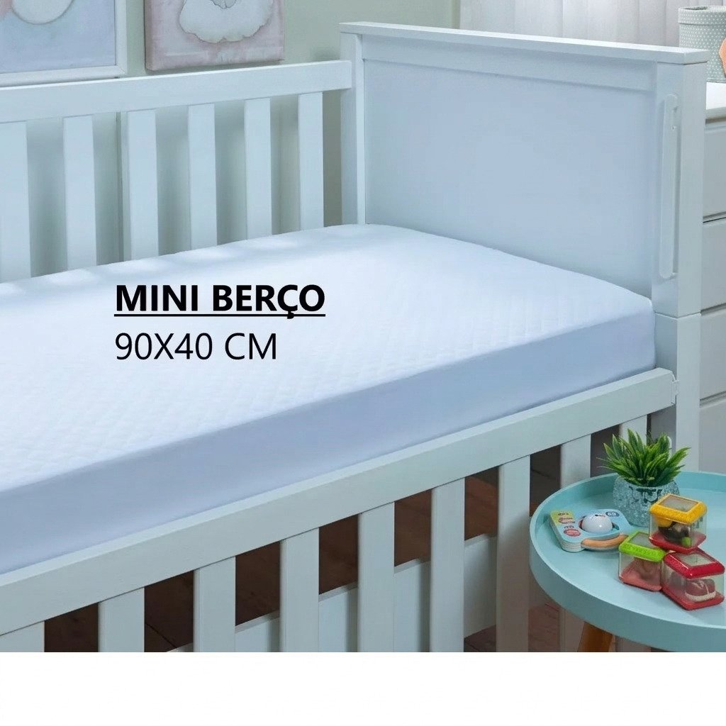 capa protetora impermeável mini berço 90x40 cm colchão bebê proteção anti vazamento
