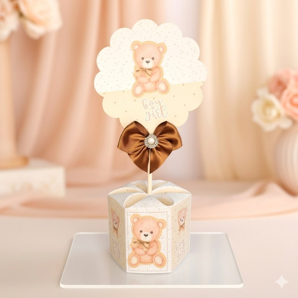 centro de mesa ursinho chá revelação decoração baby shower 10 unidades boy girl