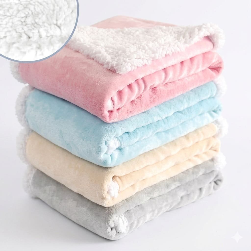 coberdrom bebe dupla face macio manta pelucia rosa azul bege cinza