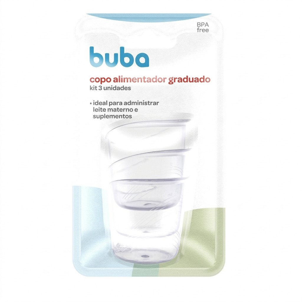 copo alimentador buba graduado para bebe kit 3 unidades sem bpa amamentacao