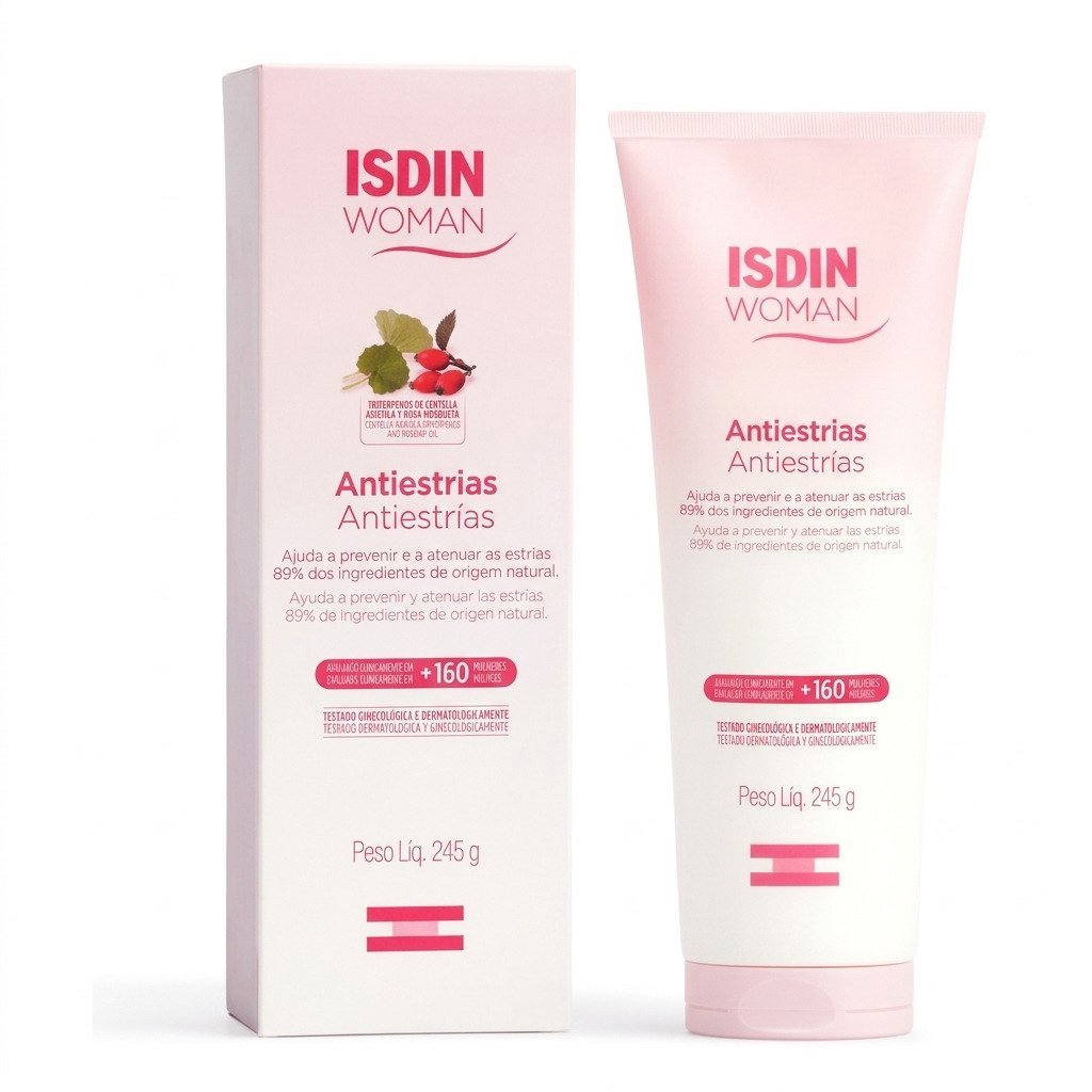 creme anti estrias isdin woman 245g para gravidez prevenção e redução de estrias pele hidratada gestante