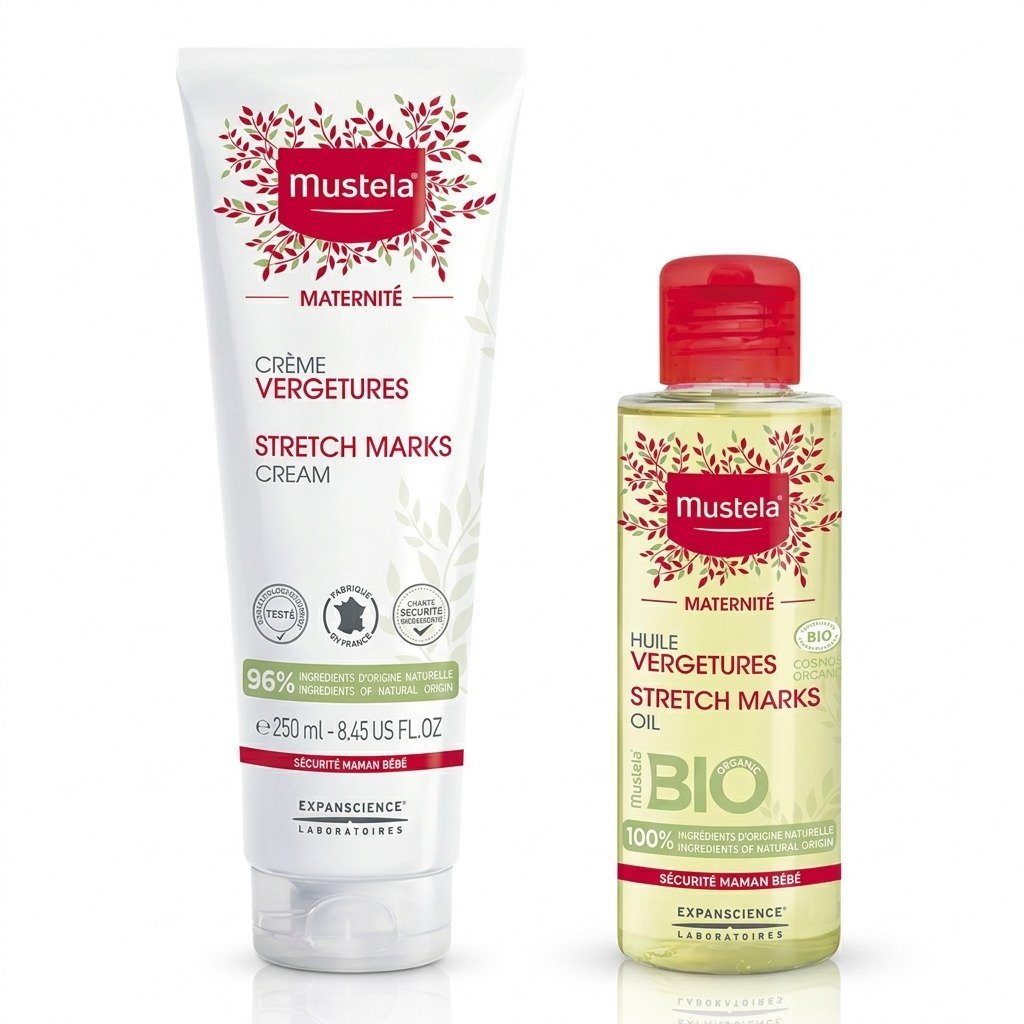 kit mustela antiestrias creme e oleo maternité para gravidez hidratação prevenção de estrias gestante