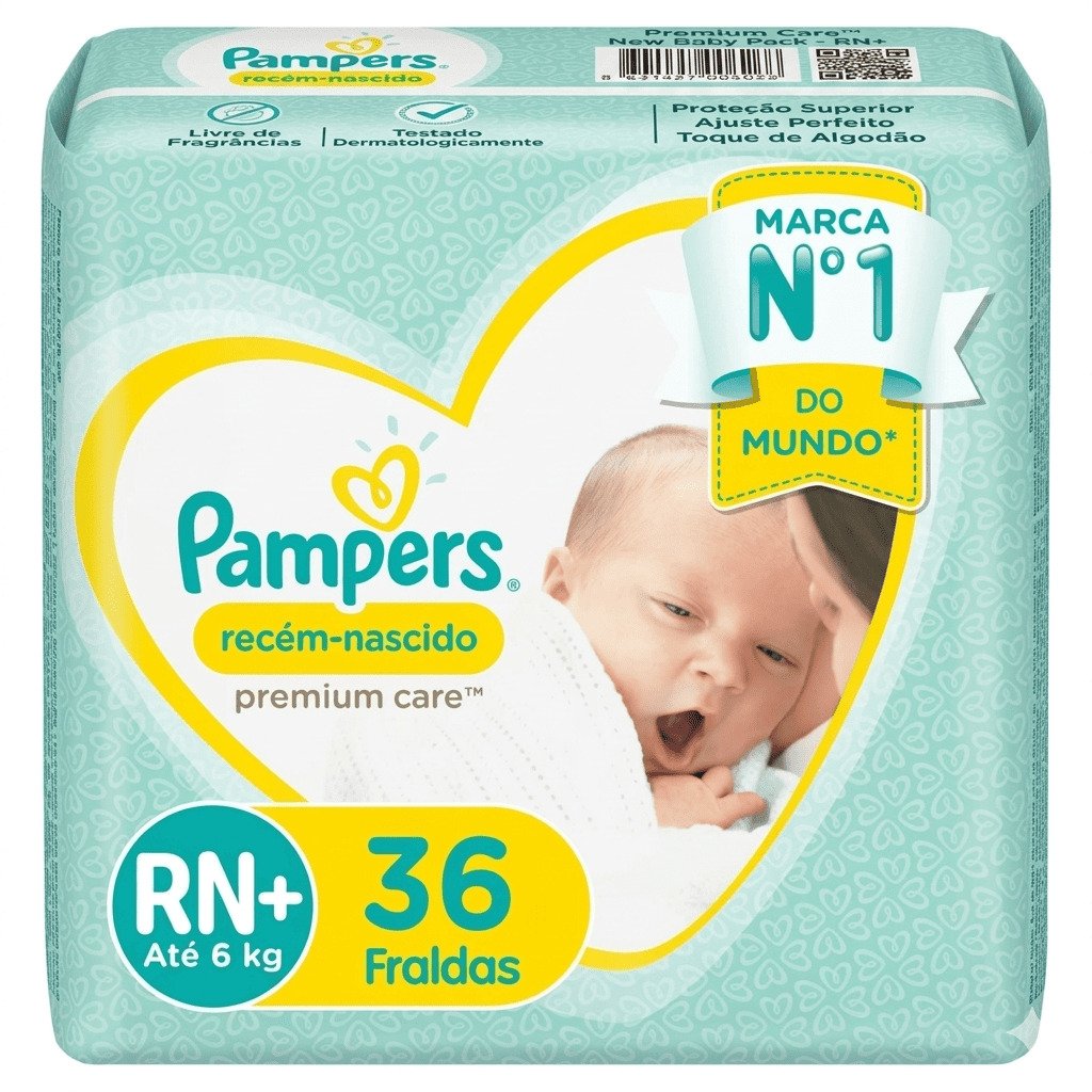 fralda pampers recem nascido premium care rn ate 6kg 36 unidades