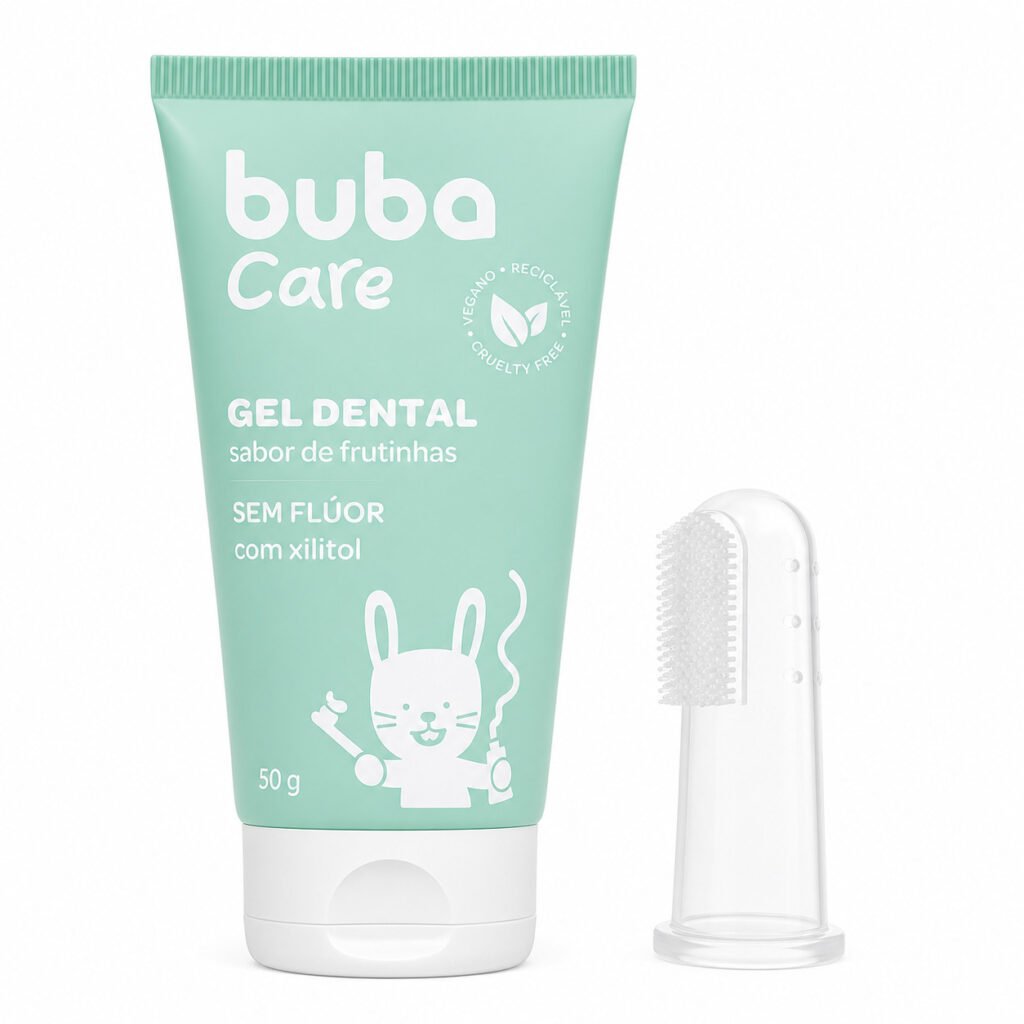 gel dental sem fluor bebe com escova massageadora buba care gengiva