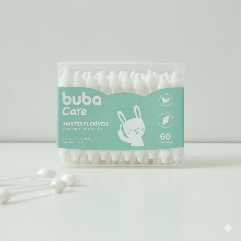 hastes flexiveis buba bebe com ponta de protecao cotonete infantil seguro