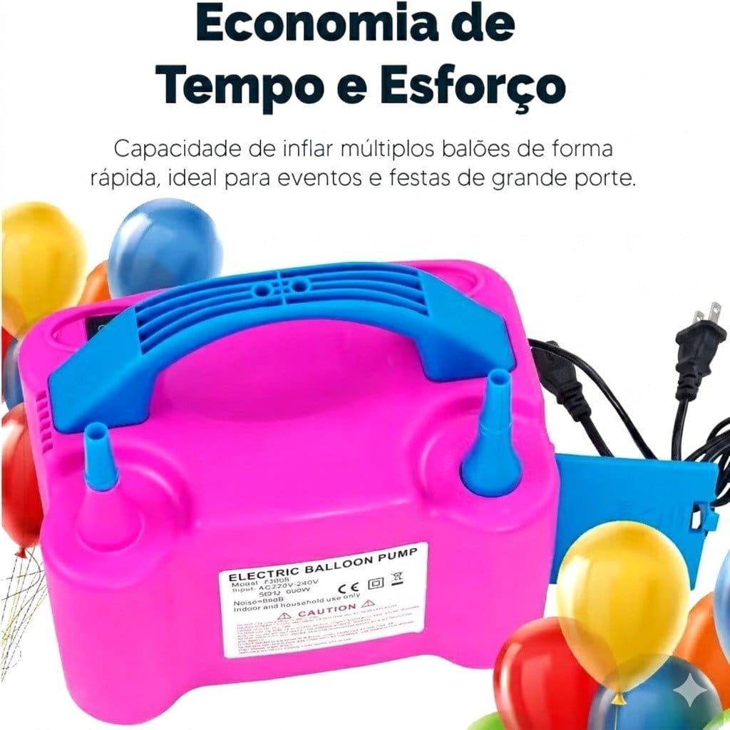 Inflador elétrico de balões portátil rosa e azul para festas e decoração de chá de bebê