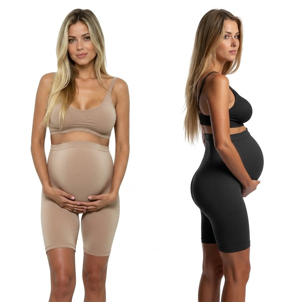 kit 2 bermudas gestante segunda pele modeladora confortável gravidez cintura alta