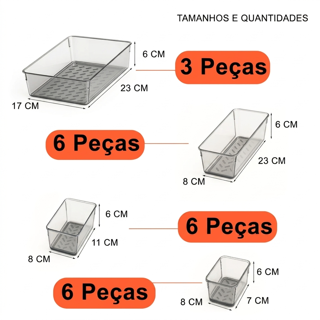 kit 21 organizadores transparentes para cômoda de bebê guarda roupa enxoval organizado