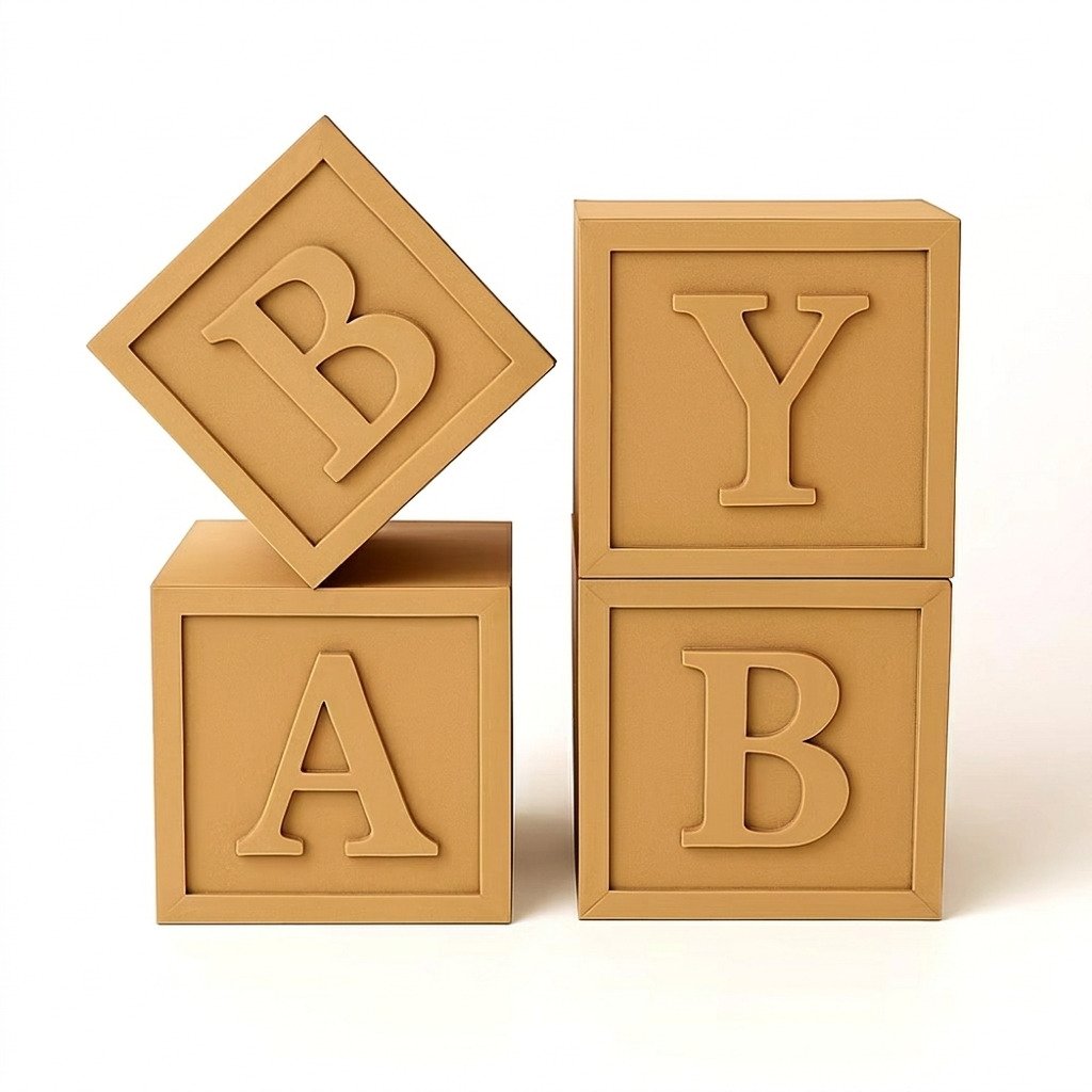 kit cubos baby mdf cru decoração chá de bebê letras baby 3d minimalista