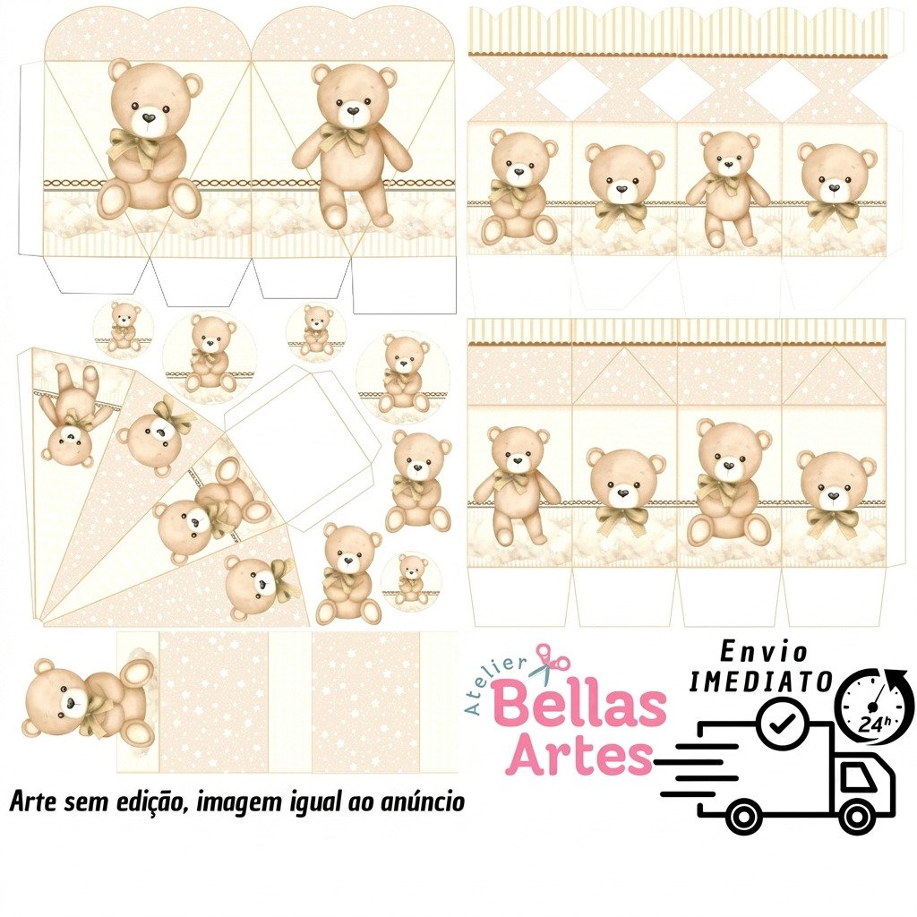 kit lembrancinha urso marrom chá de bebê caixinha ursinho personalizada decoração festa infantil