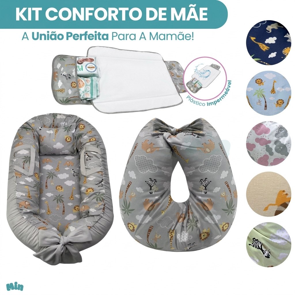 kit ninho redutor almofada amamentação trocador portátil bebê conforto maternidade
