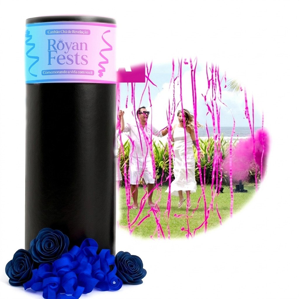 lançador de serpentina chá revelação rosa azul efeito surpresa festa bebê