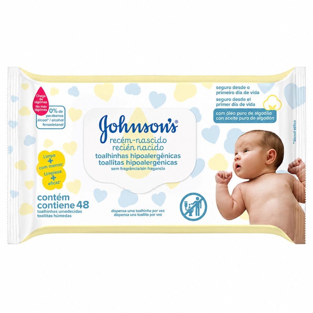 lenço umedecido johnsons recém nascido 48 unidades sem fragrância