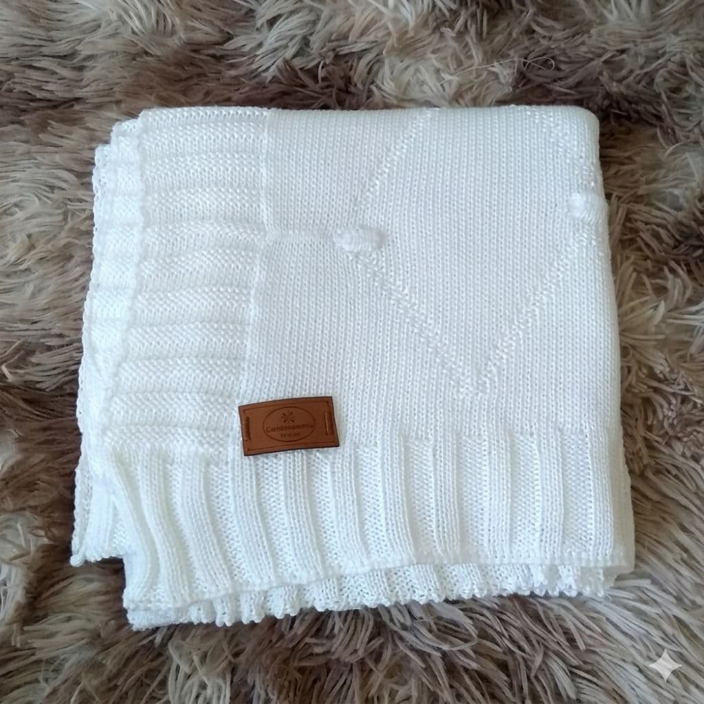 manta bebe trico branca macia antialergica para recem nascido enxoval bebe