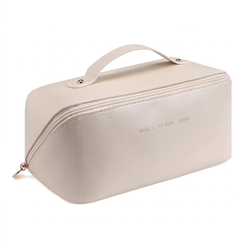 necessaire feminina maternidade grande organizador bebê com zíper e alça bege