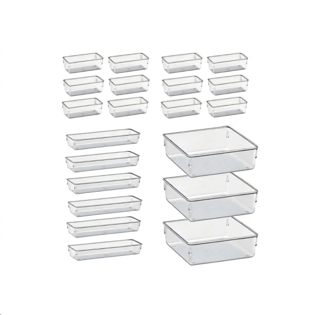 organizadores de gaveta bebê transparente kit 21 divisórias para cômoda enxoval bebê