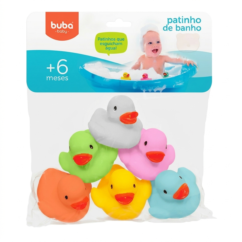 Patinhos de banho Buba coloridos 6 peças brinquedo para bebê na banheira