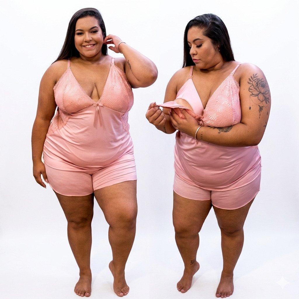pijama gestante e amamentação plus size com abertura frontal confortável pós parto