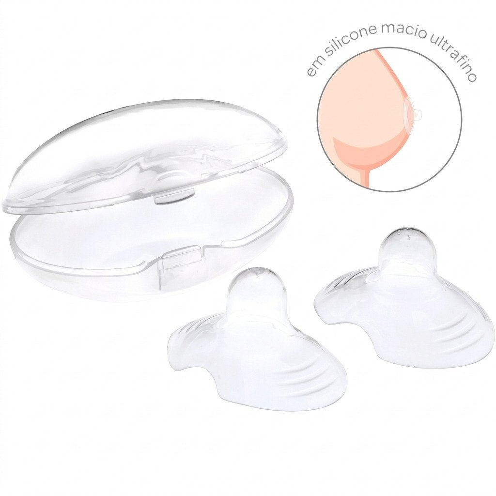 protetor de mamilo silicone ultrafino para amamentação sem dor com estojo protetor
