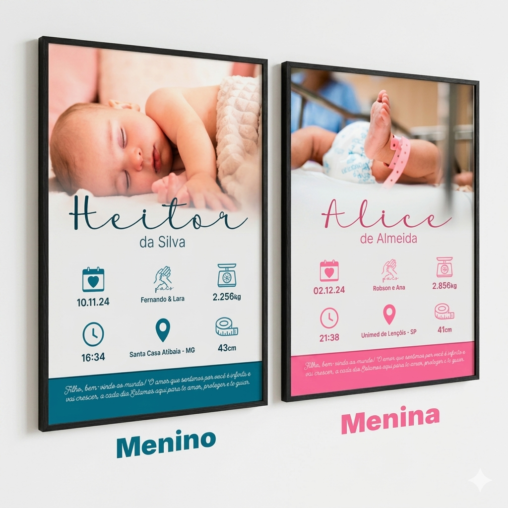 quadro personalizado nascimento do bebê com nome data peso altura decoração quarto infantil
