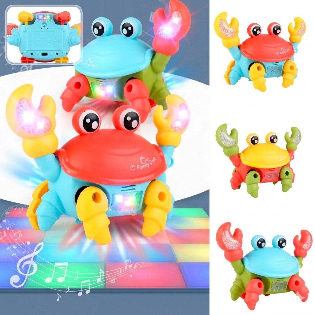 brinquedo caranguejo dançante com luz e som para bebê