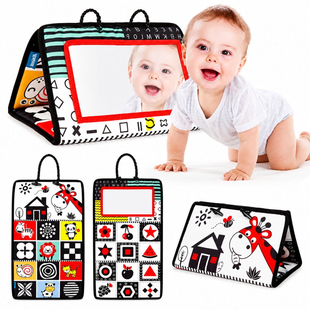 espelho educacional bebe preto e branco estimulo visual infantil