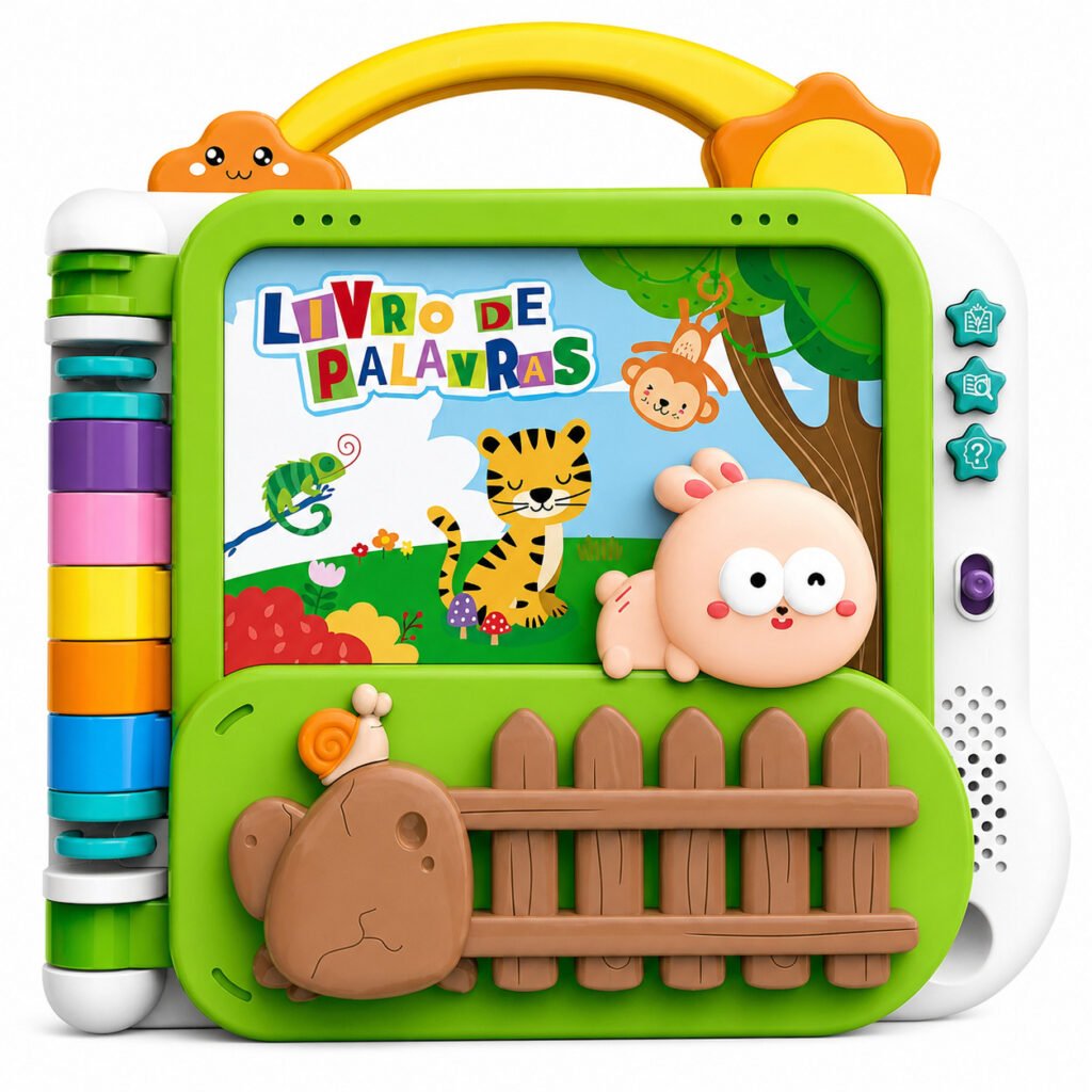 brinquedo livro interativo bebê colorido com animais e sons