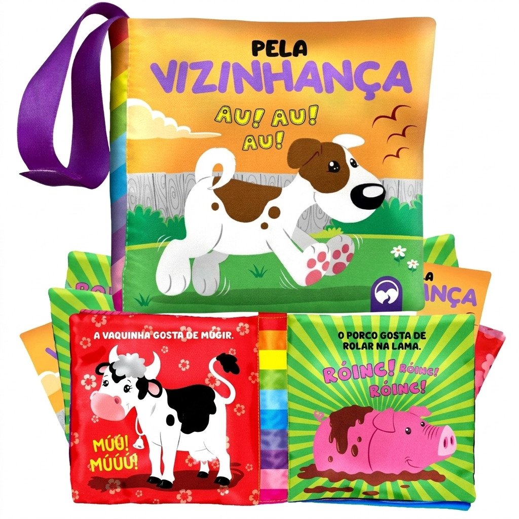 livro infantil de tecido macio com ilustrações de animais para bebê