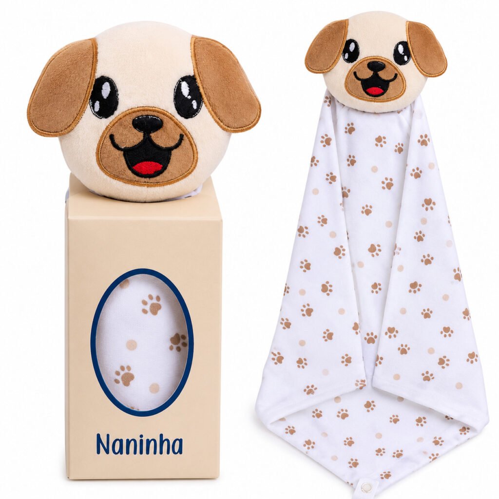 Kit de naninhas de pelúcia com prendedor de chupeta para recém-nascidos e bebês.