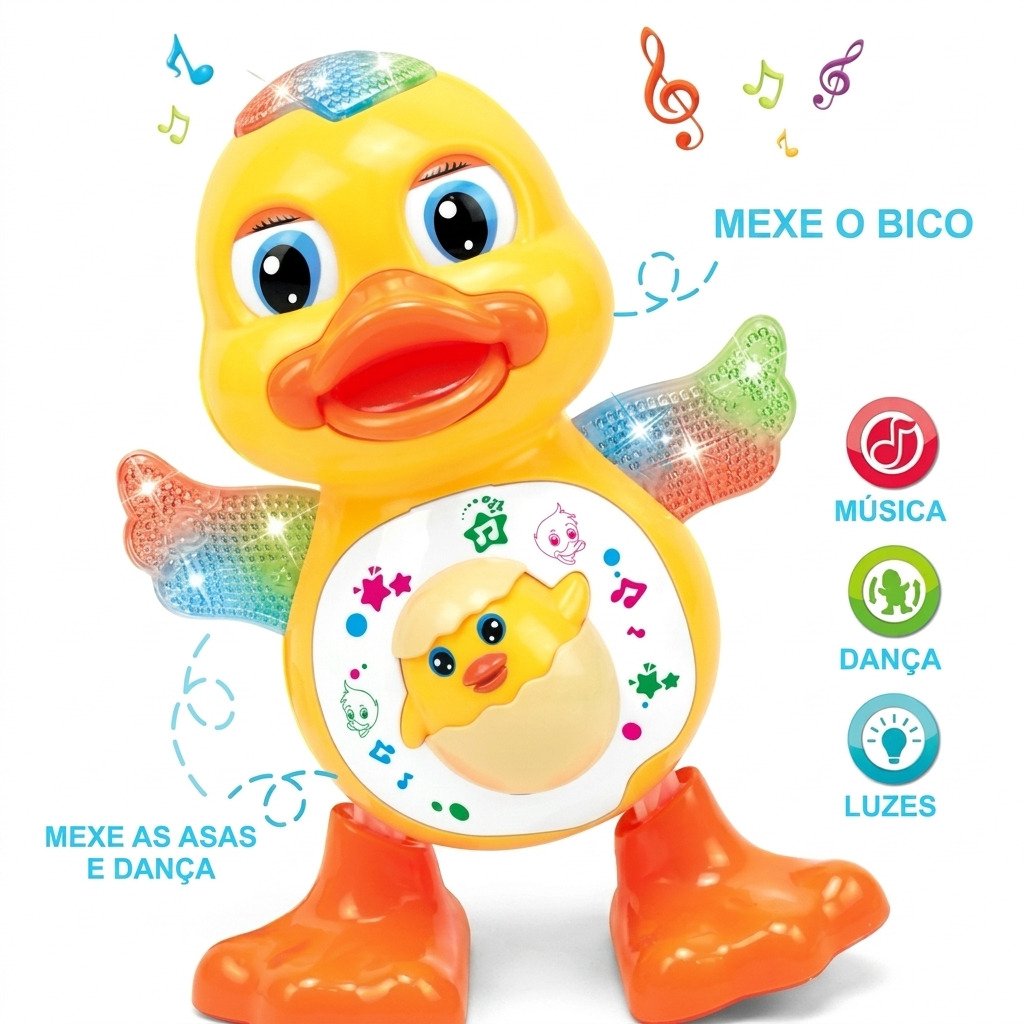 brinquedo pato musical com luzes e dança para bebê