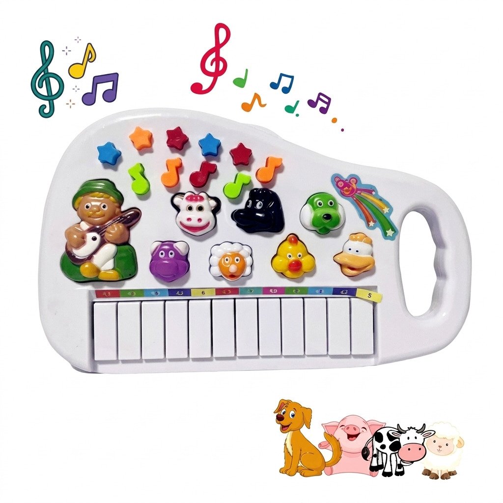 teclado piano infantil com sons de animais colorido educativo