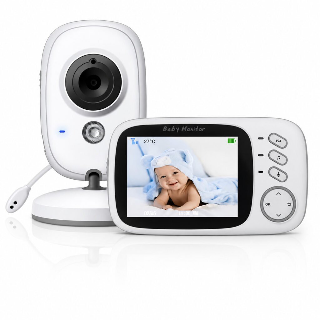 Babá Eletrônica VLX VB603 sem fio com câmera, monitor LCD e visão noturna para monitoramento do bebê.