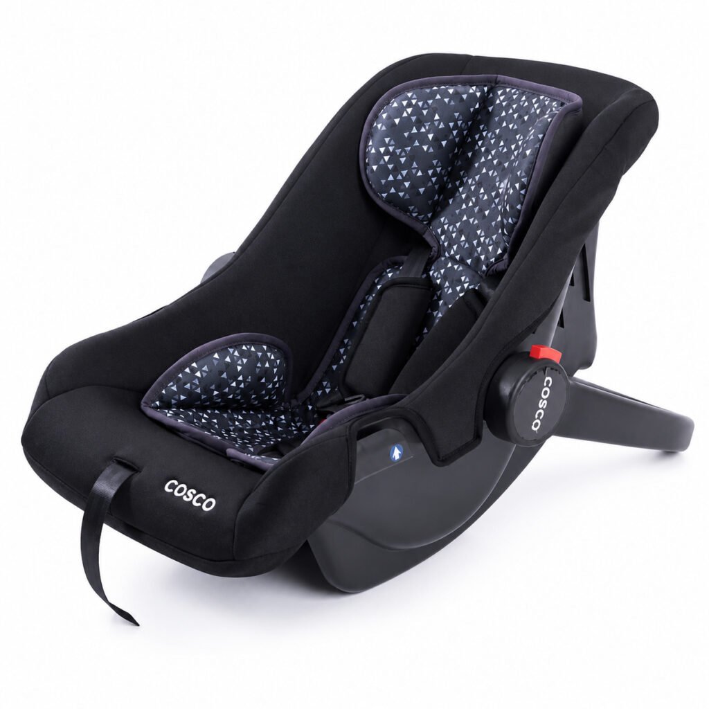 Bebê conforto infantil preto seguro e portátil para carro