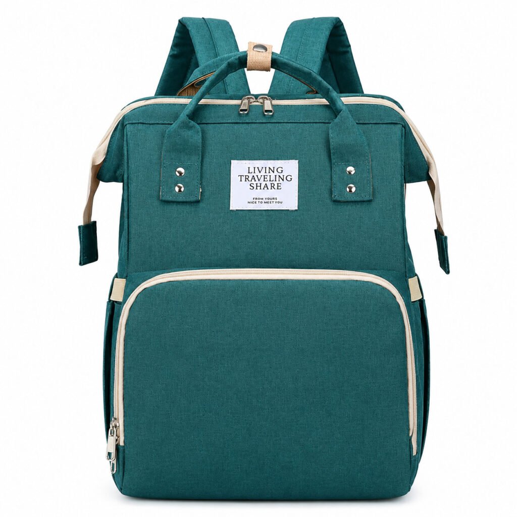 Bolsa maternidade impermeável grande capacidade com berço dobrável para bebê.
