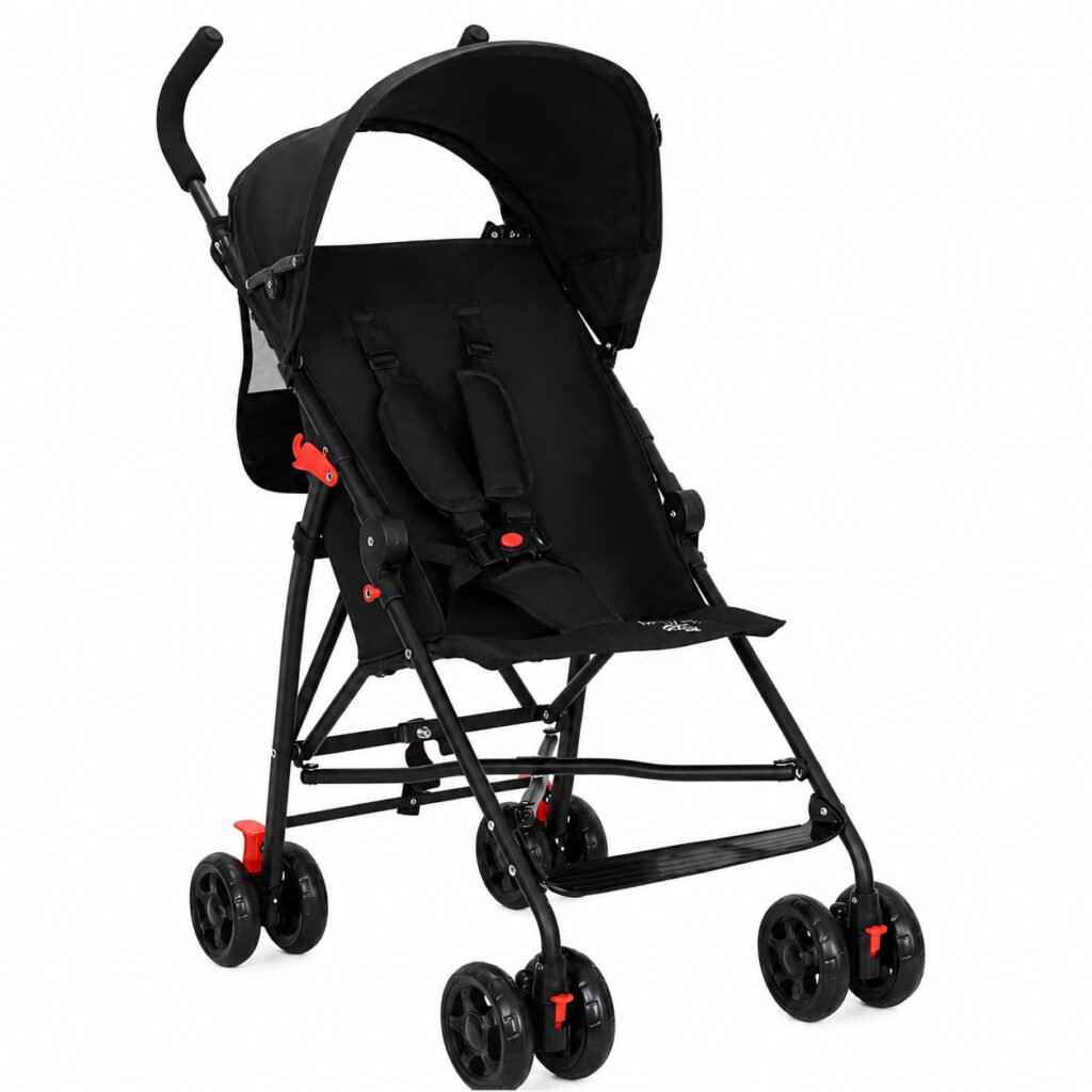 Carrinho de bebê compacto Maxi Baby modelo MOVEE preto ideal para passeios diários.