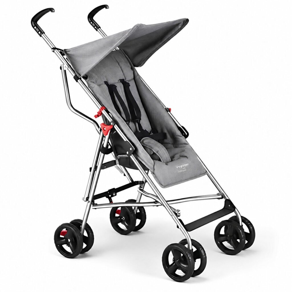Carrinho de bebê guarda-chuva Pocket Cinza Multikids Baby com capota retrátil e estrutura leve.