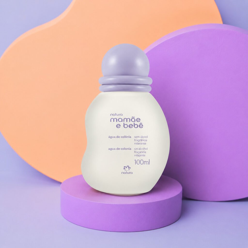 Frasco da colônia relaxante Natura Mamãe e Bebê 100ml fragrância suave