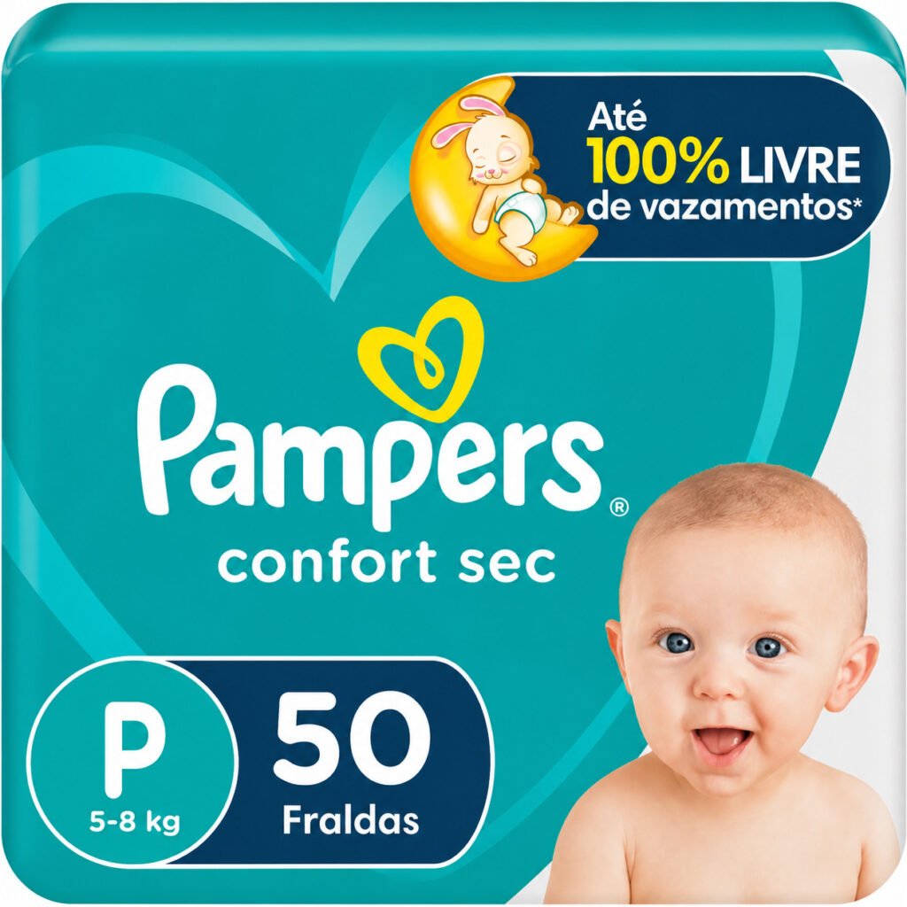 Fralda Pampers Confort Sec tamanho P para bebês de 5 a 8 kg