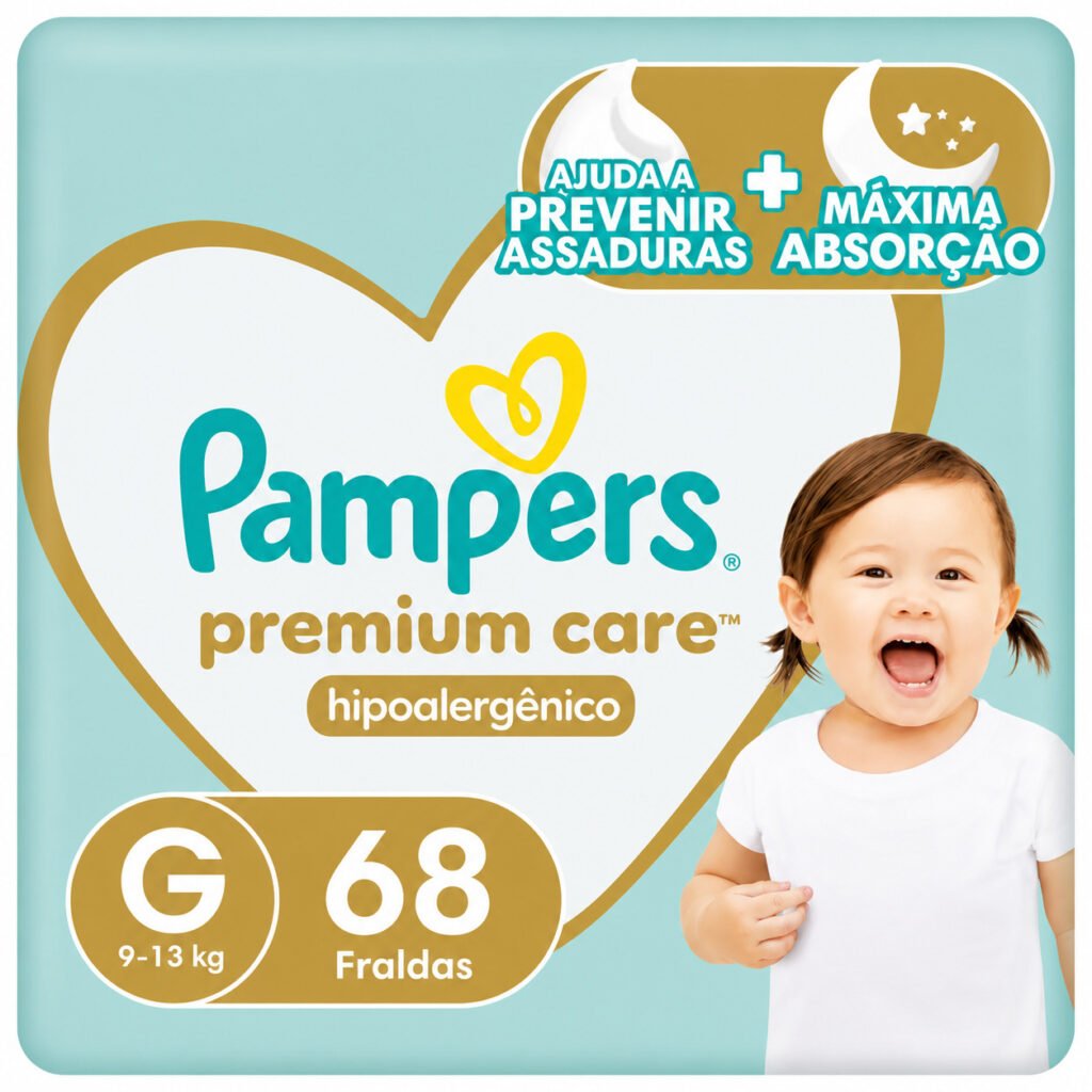 Fralda Pampers Premium Care G 9 a 13kg.