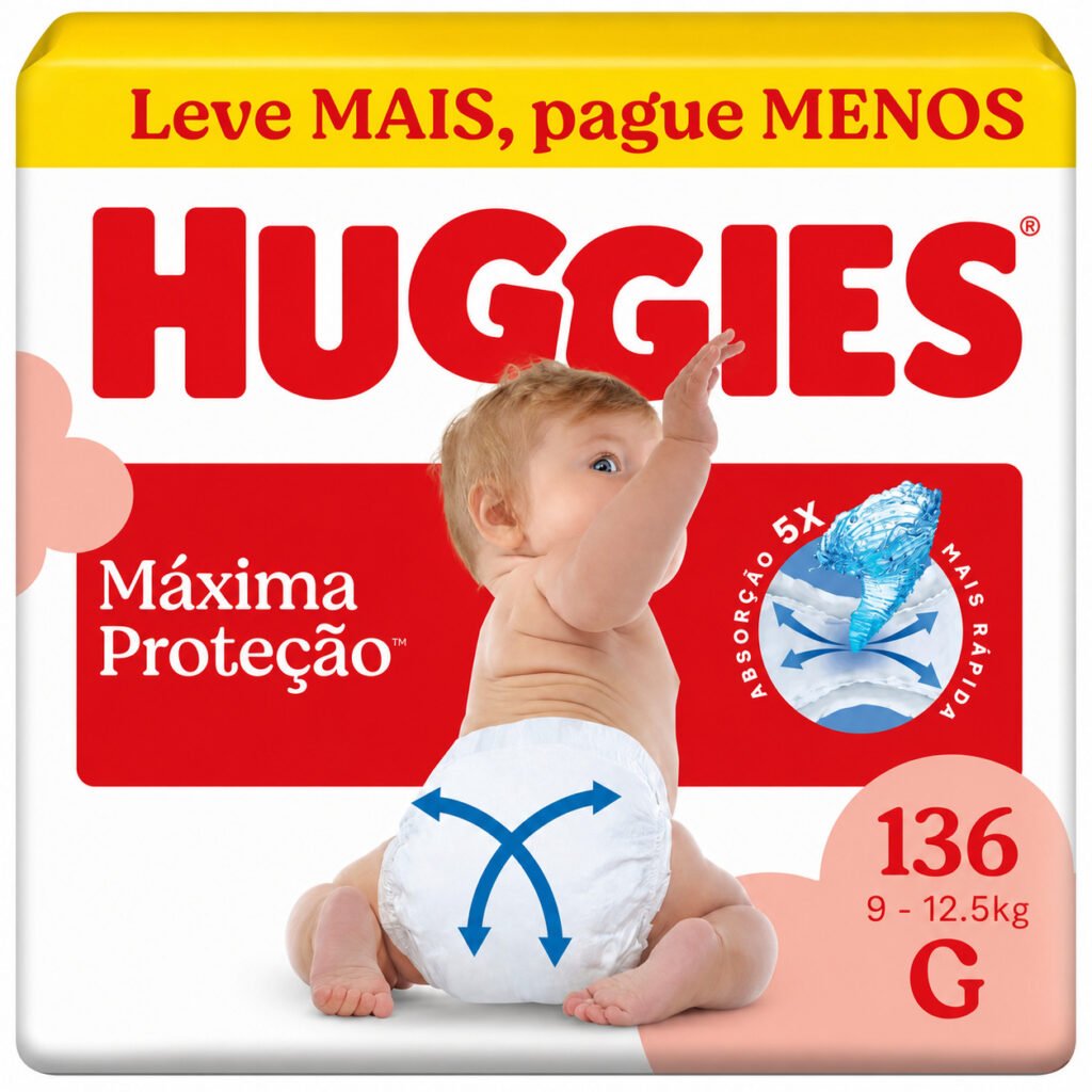 Pacote Huggies Máxima Proteção tamanho G