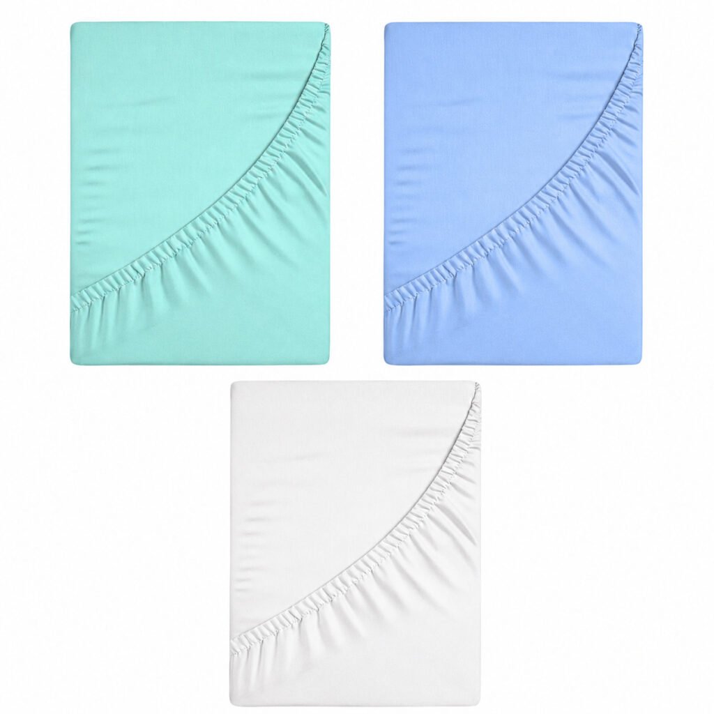 Kit com 3 lençóis para mini berço 89x38cm em percal 400 fios com toque macio para bebê.